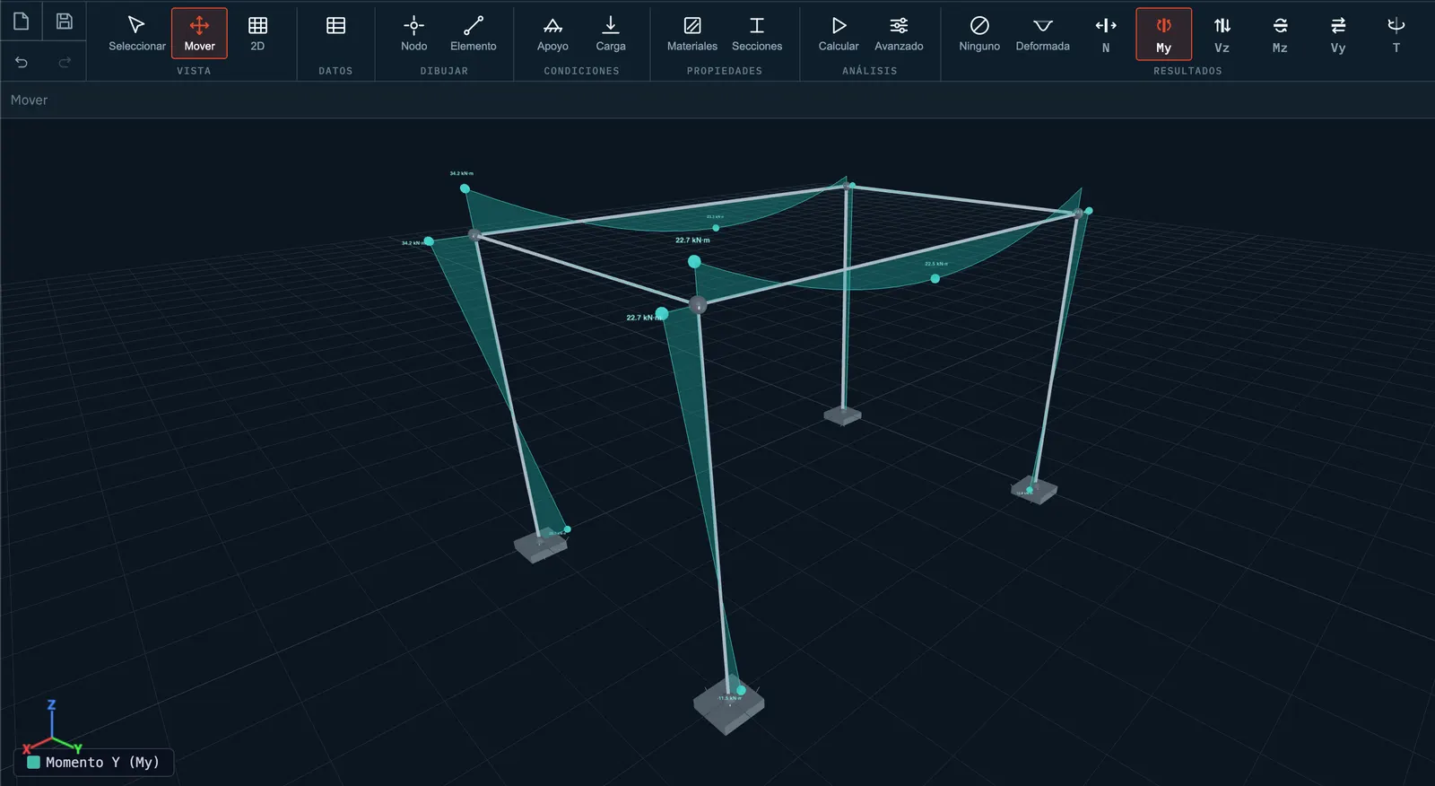 Space frame solved in the 3D viewport.